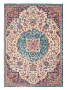 Ivory Multi Floral Persian Traditional Luxurious Rug for Living Room Bedroom and Dining Room-114cm X 175cm