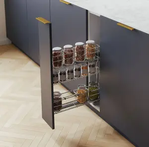 Pull out kitchen basket storage Variant Multi - soft close - 150mm, chrome, sliding system HETTICH, left