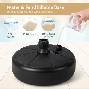 Costway 18kg Fillable Round Umbrella Base Stand Patio Umbrella Holder Fit 38 mm Umbrella Poles