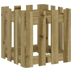 Berkfield Garden Planter with Fence Design 40x40x40 cm Impregnated Wood Pine