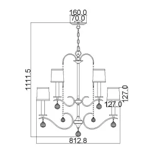 Elstead Whitney 9 Light Multi Arm Chandelier Silver Finish, E14