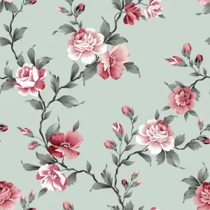 Bobbi Beck eco friendly Green peony Wallpaper