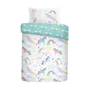 Rainbow Unicorn Childrens Duvet Cover Set