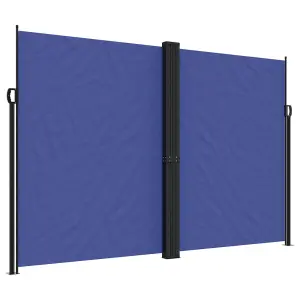 Berkfield Retractable Side Awning Blue 220x1200 cm