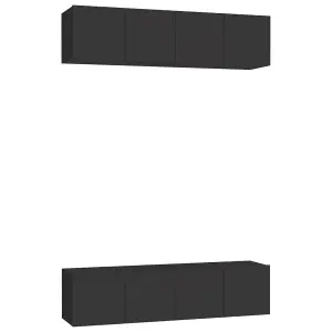 Berkfield TV Cabinets 4 pcs Black 60x30x30 cm Engineered Wood