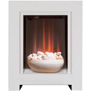 Adam Monet Fireplace Suite in Pure White with Electric Fire, 23 Inch