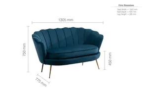 Birlea Ariel 2 Seater Sofa Blue