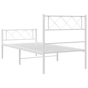 Berkfield Metal Bed Frame with Headboard and Footboard White 100x190 cm