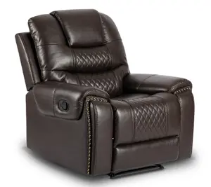 Recliner Manual Chair in Brown Faux Leather