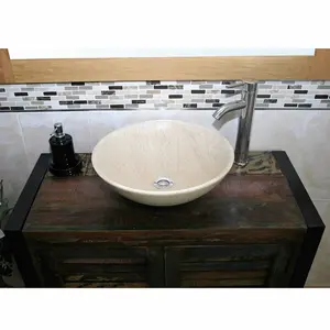 Hastings 900mm Free-Standing Single Vanity Unit with Basin & Faucet Cream Marble Basin