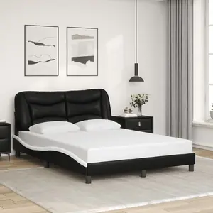 Berkfield Bed Frame with LED without Mattress Black and White 140x190 cm