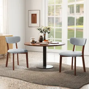 Costway 2 Pcs Dining Chairs Set Upholstered Mid-Back Chairs Armless Side Chairs