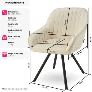 Swivel armchair Snug - 360 rotation, velvet fabric, padded seat, continuous back - cream