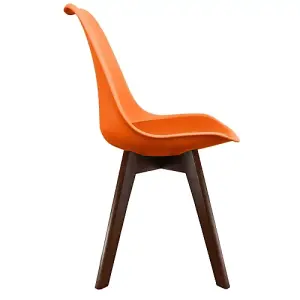 Soho Orange Plastic Dining Chair with Squared Dark Wood Legs