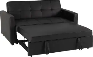 Astoria Sofa Bed in Black Faux Leather Contemporary and minimalist