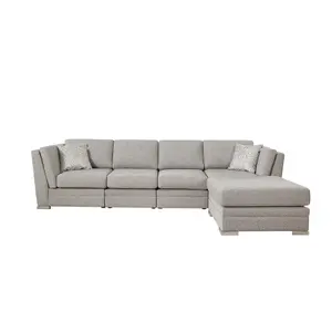 The Great British Sofa Company Charlotte 4 Seater Light Grey Sofa With Footstool