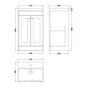 Classique 510mm Single Bathroom Vanity with Drop In Vitreous China Basin Satin Gray