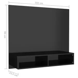 Berkfield Wall TV Cabinet High Gloss Black 102x23.5x90 cm Engineered Wood