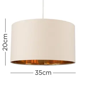 20cm H x 35cm W Cotton Drum Pendant Shade ( Uno ) Beige