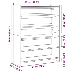 Berkfield Shoe Rack Artisan Oak 80x25x100 cm Engineered Wood