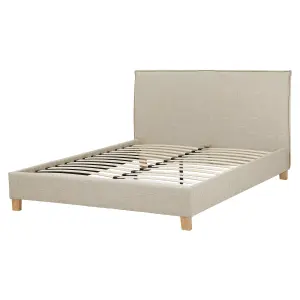 Fabric EU King Size Bed Beige SENNEZ