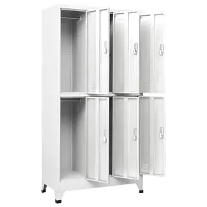 Berkfield Locker Cabinet with 6 Compartments Steel 90x45x180 cm Grey