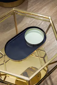 Interiors by Premier Elva Set Of Two Navy And Gold Trays