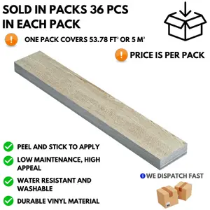 Self Adhesive Floor Planks - 36 Planks Per Pack Covering 53.8 ft²(5 m²)- Peel And Stick Vinyl Flooring Bleached Oak Timber Effect