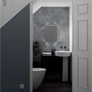 Sensio Black Rectangular Wall-mounted Bathroom Illuminated mirror (H)50cm (W)39cm