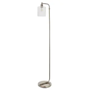 Anson Lighting Newbrook Floor light finished in Brushed nickel plate and clear glass