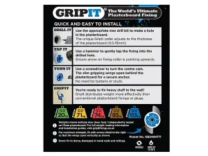 Gripit Blue Plasterboard Fixings 25mm - 25 Pack for Secure Installations