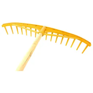 Plastic Garden Rake for Hay, Leaves, Lawn, 63 cm / 25 in with 18 Tins, Ideal Gardening Tool (With Handle)