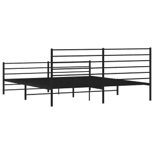 Berkfield Metal Bed Frame with Headboard and Footboard Black 200x200 cm