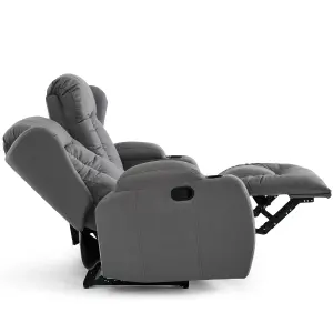 Caesar 2 Seater Grey Technology Fabric Modern Manual Recliner Sofa