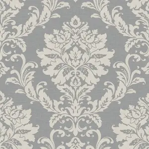 GoodHome Mire Grey Woven effect Damask Textured Wallpaper Sample