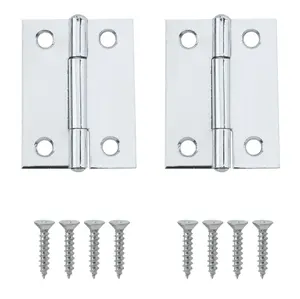 Chrome-plated Metal Butt Door hinge N429 (L)50mm (W)50mm, Pack of 2