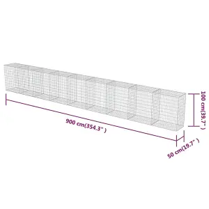 Berkfield Gabion Wall with Covers Galvanised Steel 900x50x100 cm