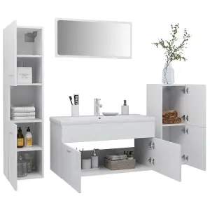 Berkfield Bathroom Furniture Set White Engineered Wood