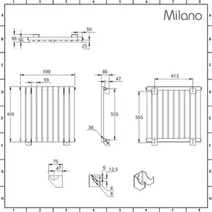 Milano Aruba Aiko - White Horizontal Designer Radiator - Modern Column Radiator - Contemporary - Single Panel - 600mm X 595mm