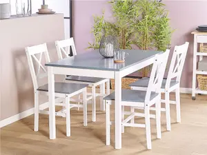 Beliani Scandinavian Wooden Dining Set White MOANA