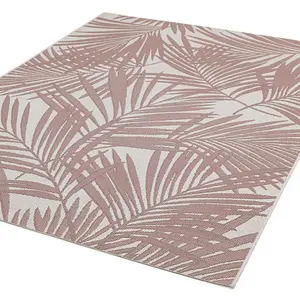 Pink Outdoor Rug, Nature-Print Stain-Resistant Rug For Patio Decks Garden, 4mm Modern Outdoor Area Rug- 160cm X 230cm