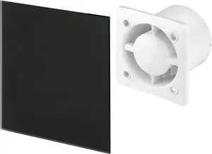 AirTech-UK Bathroom Extractor Fan 100 mm / 4" Black Glass decorative Front Panel with Timer