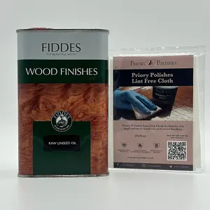 Fiddes Raw Linseed Oil, 1 Litre & Free Priory Polishes Lint Free Cloth