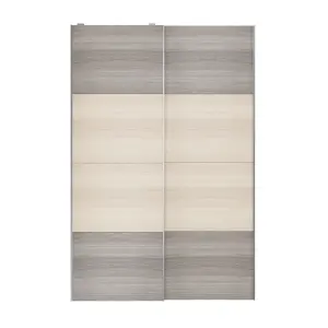 Atomia Panelled Grey & natural grey oak effect 2 door Sliding Wardrobe Door kit (H)2250mm (W)1500mm