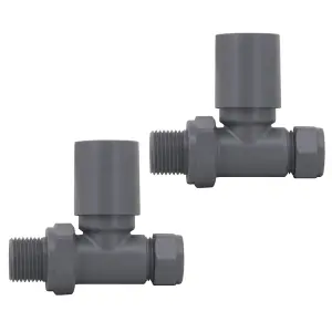 Right Radiators Radiator Valve 15mm Manual Straight Valves One Pair Anthracite