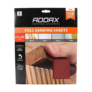 TIMCO Sanding Sheets 120 Grit Red - 230 x 280mm (5pcs)