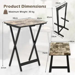 COSTWAY 4 Pieces Foldable Garden Side Table Portable Serving Camping Table Set 48 x 40 x 67cm