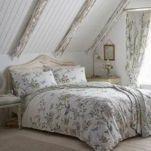 Amelle Floral Print Green Reversible Bedspread