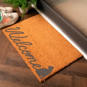 Grey Welcome Scribble Cat Doormat