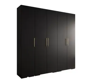 Stylish Black Inova 3 Hinged Door Wardrobe W2500mm H2370mm D470mm - Modern Storage with Gold Vertical Handles